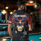 Custom 8 Ball 9 Ball Eagle American Flag Flame Billiard Shirts, Patriotic Pool Team Jersey