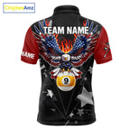 Custom 8 Ball 9 Ball Eagle American Flag Flame Billiard Shirts, Patriotic Pool Team Jersey