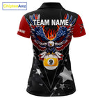 Custom 8 Ball 9 Ball Eagle American Flag Flame Billiard Shirts, Patriotic Pool Team Jersey