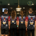 Custom 8 Ball 9 Ball Eagle American Flag Flame Billiard Shirts, Patriotic Pool Team Jersey