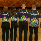Colorful Bowling Jersey Funny Dinosaur Bowling Polo & 1/4 Zip Custom Bowling Team Shirts