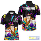 Colorful Bowling Jersey Funny Bulldog Bowling Polo & 1/4 Zip Custom Bowling Team Shirts