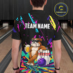 Colorful Bowling Jersey Funny Bulldog Bowling Polo & 1/4 Zip Custom Bowling Team Shirts