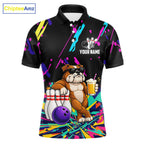 Colorful Bowling Jersey Funny Bulldog Bowling Polo & 1/4 Zip Custom Bowling Team Shirts