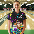 Colorful Bowling Jersey Funny Bulldog Bowling Polo & 1/4 Zip Custom Bowling Team Shirts