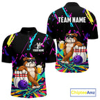 Colorful Bowling Jersey Funny Bulldog Bowling Polo & 1/4 Zip Custom Bowling Team Shirts