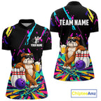 Colorful Bowling Jersey Funny Bulldog Bowling Polo & 1/4 Zip Custom Bowling Team Shirts