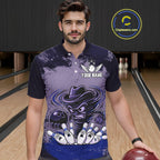 Funny Tornado Purple Grunge Bowling Shirts Custom Bowling Team Jersey Polo & Quarter Zip