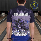 Funny Tornado Purple Grunge Bowling Shirts Custom Bowling Team Jersey Polo & Quarter Zip