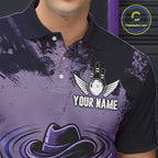 Funny Tornado Purple Grunge Bowling Shirts Custom Bowling Team Jersey Polo & Quarter Zip