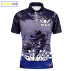 Funny Tornado Purple Grunge Bowling Shirts Custom Bowling Team Jersey Polo & Quarter Zip