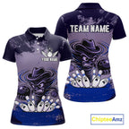 Funny Tornado Purple Grunge Bowling Shirts Custom Bowling Team Jersey Polo & Quarter Zip