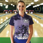 Funny Tornado Purple Grunge Bowling Shirts Custom Bowling Team Jersey Polo & Quarter Zip