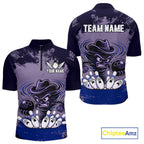Funny Tornado Purple Grunge Bowling Shirts Custom Bowling Team Jersey Polo & Quarter Zip