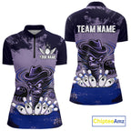 Funny Tornado Purple Grunge Bowling Shirts Custom Bowling Team Jersey Polo & Quarter Zip