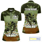 Funny Tornado Green Grunge Bowling Shirts Custom Bowling Team Jersey Polo & Quarter Zip