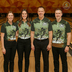 Funny Tornado Green Grunge Bowling Shirts Custom Bowling Team Jersey Polo & Quarter Zip