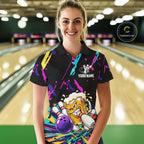 Colorful Bowling Jersey Funny Beer Bowling Polo & 1/4 Zip Custom Bowling Team Shirts