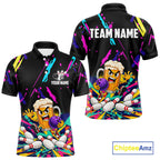 Colorful Bowling Jersey Funny Beer Bowling Team Shirts Custom Bowling Polo & 1/4 Zip