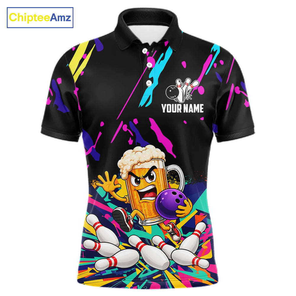 Colorful Bowling Jersey Funny Beer Bowling Team Shirts Custom Bowling Polo & 1/4 Zip