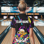 Colorful Bowling Jersey Funny Beer Bowling Team Shirts Custom Bowling Polo & 1/4 Zip