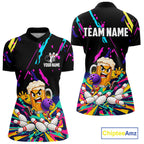 Colorful Bowling Jersey Funny Beer Bowling Team Shirts Custom Bowling Polo & 1/4 Zip
