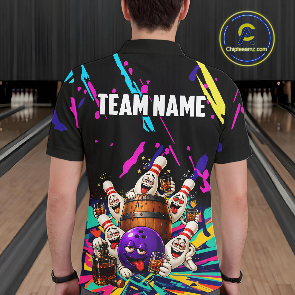 Colorful Bowling Jersey Funny Bourbon Drunk Bowling Team Shirts Custom Bowling Gifts
