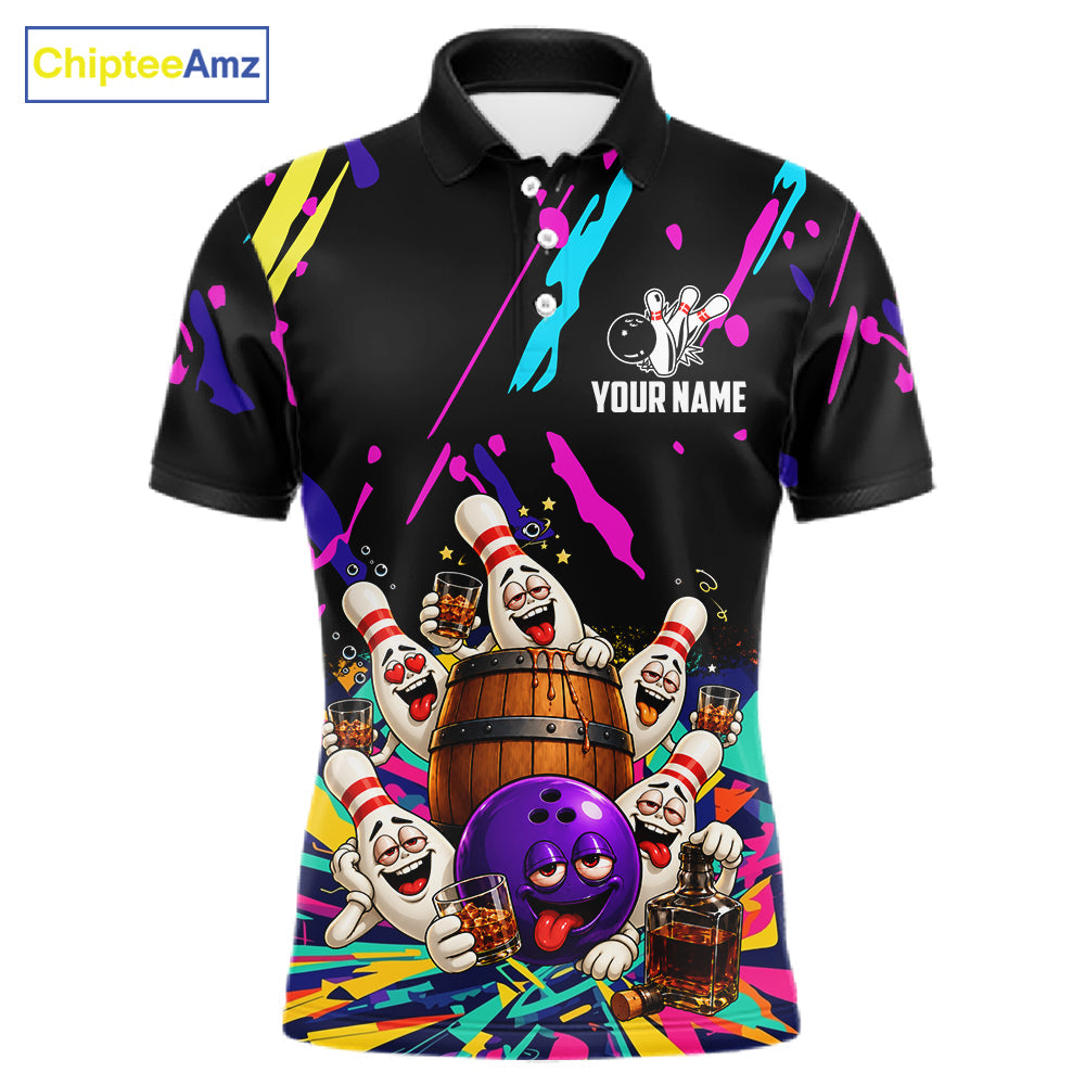 Colorful Bowling Jersey Funny Bourbon Drunk Bowling Team Shirts Custom Bowling Gifts