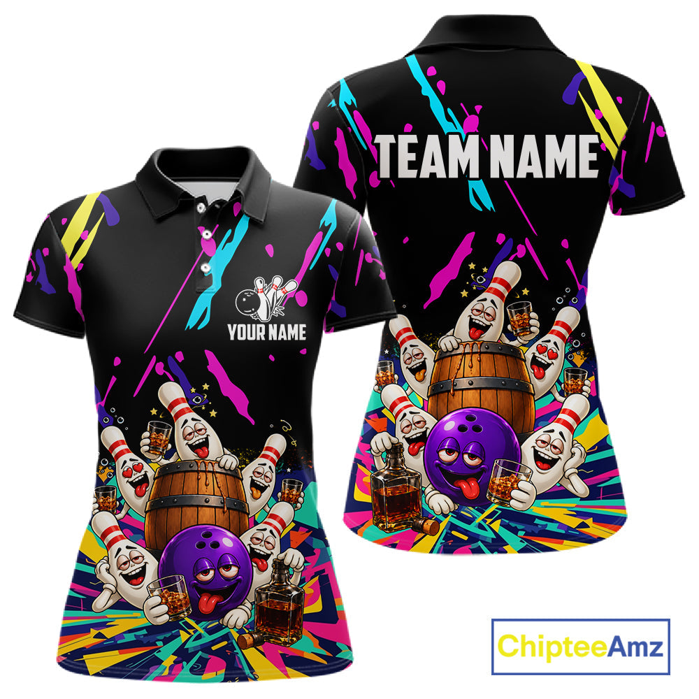Colorful Bowling Jersey Funny Bourbon Drunk Bowling Team Shirts Custom Bowling Gifts