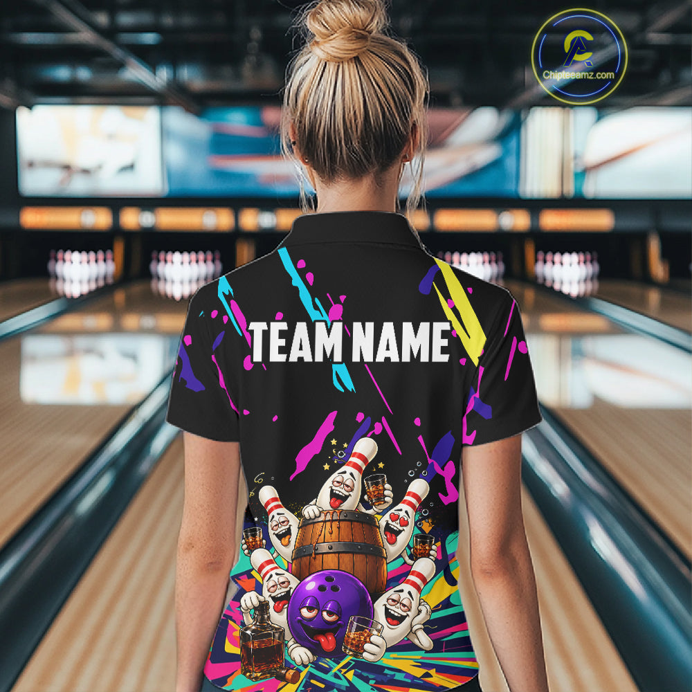 Colorful Bowling Jersey Funny Bourbon Drunk Bowling Team Shirts Custom Bowling Gifts
