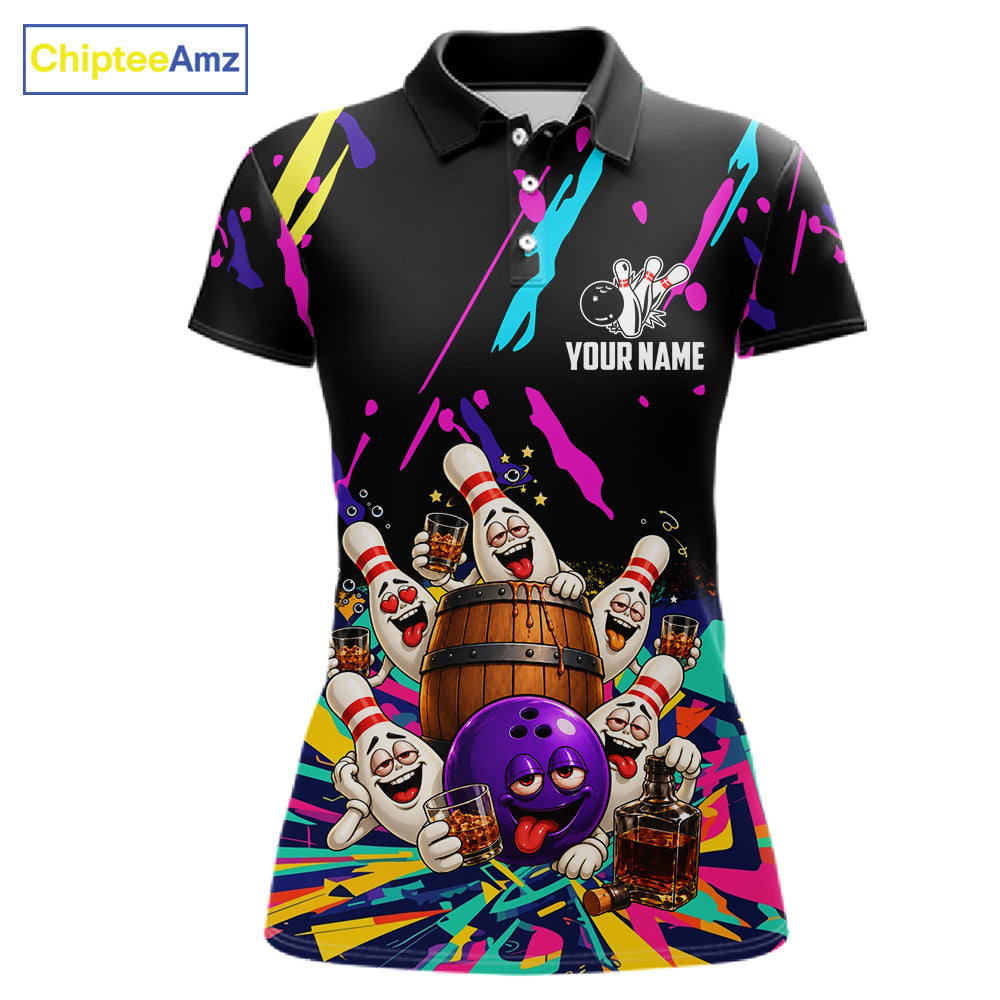 Colorful Bowling Jersey Funny Bourbon Drunk Bowling Team Shirts Custom Bowling Gifts