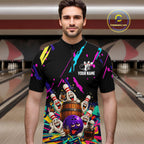 Colorful Bowling Jersey Funny Bourbon Drunk Bowling Team Shirts Custom Bowling Gifts