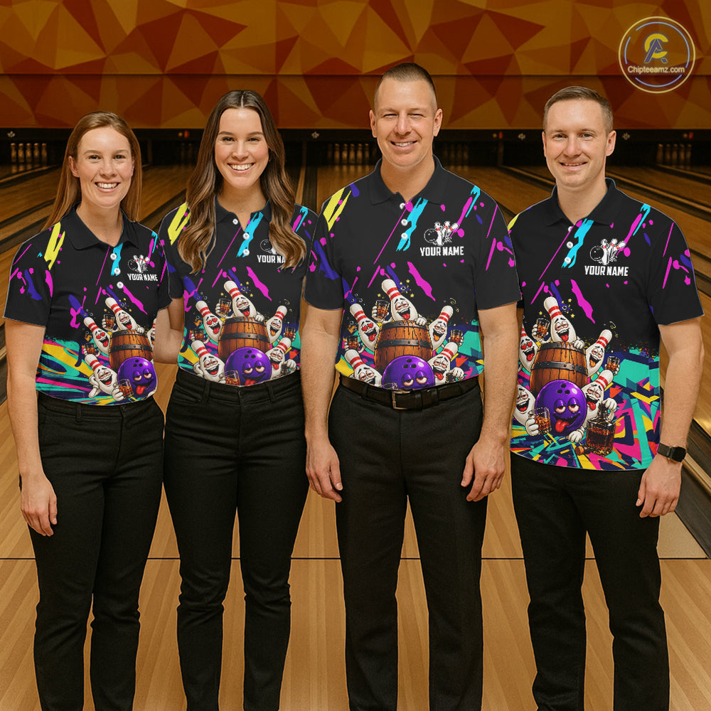 Colorful Bowling Jersey Funny Bourbon Drunk Bowling Team Shirts Custom Bowling Gifts