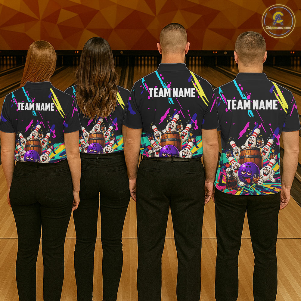 Colorful Bowling Jersey Funny Bourbon Drunk Bowling Team Shirts Custom Bowling Gifts