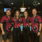 Personalized Red 8 Ball Fire Flame Billiard Shirt, Pool Team Jersey Polo & 1/4 Zip