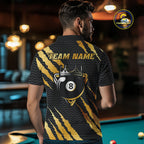 Black And Gold Scratch Billiard Shirts Custom 8 Ball Crown Pool Team Jersey Polo & 1/4 Zip