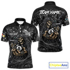 Personalized Grim Reaper Billiard Shirts Custom 8 Ball Pool Team Jersey Polo & 1/4 Zip