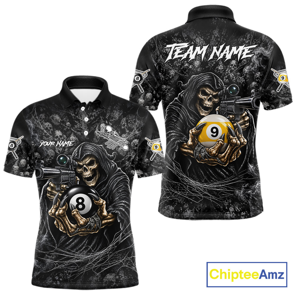 Personalized Grim Reaper Billiard Shirts Custom 8 Ball & 9 Ball Pool Team Jersey