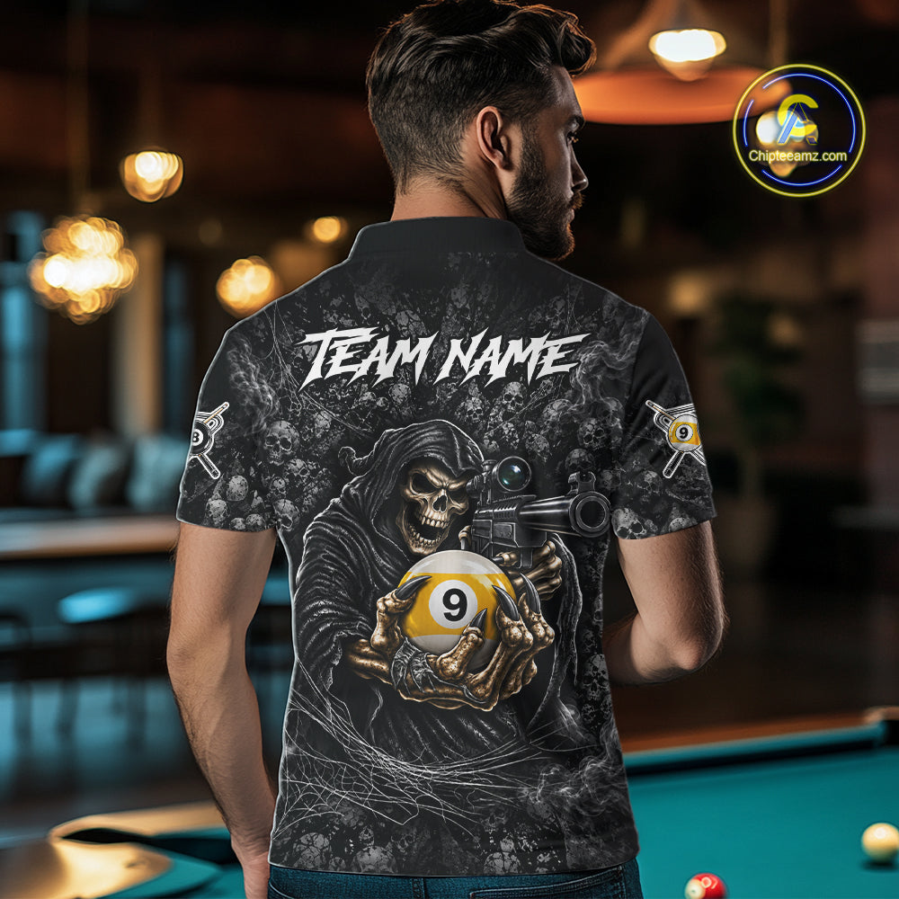 Personalized Grim Reaper Billiard Shirts Custom 8 Ball & 9 Ball Pool Team Jersey