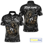 Custom Camo Grim Reaper Billiard Shirts, 8 Ball Pool Team Jersey Polo & Quarter Zip
