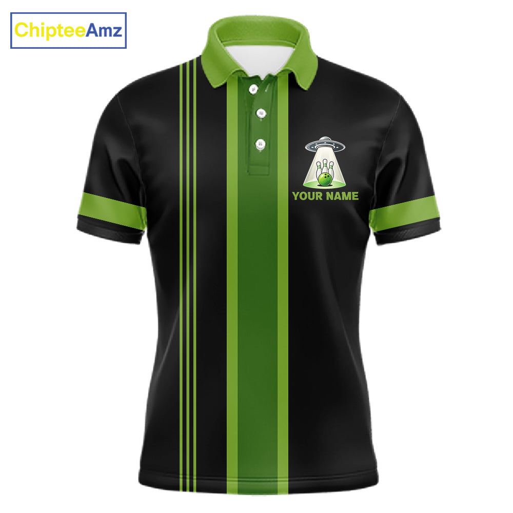 Black And Green Funny Drunk Alien Bowling Shirts Custom Retro Bowling Team Jersey