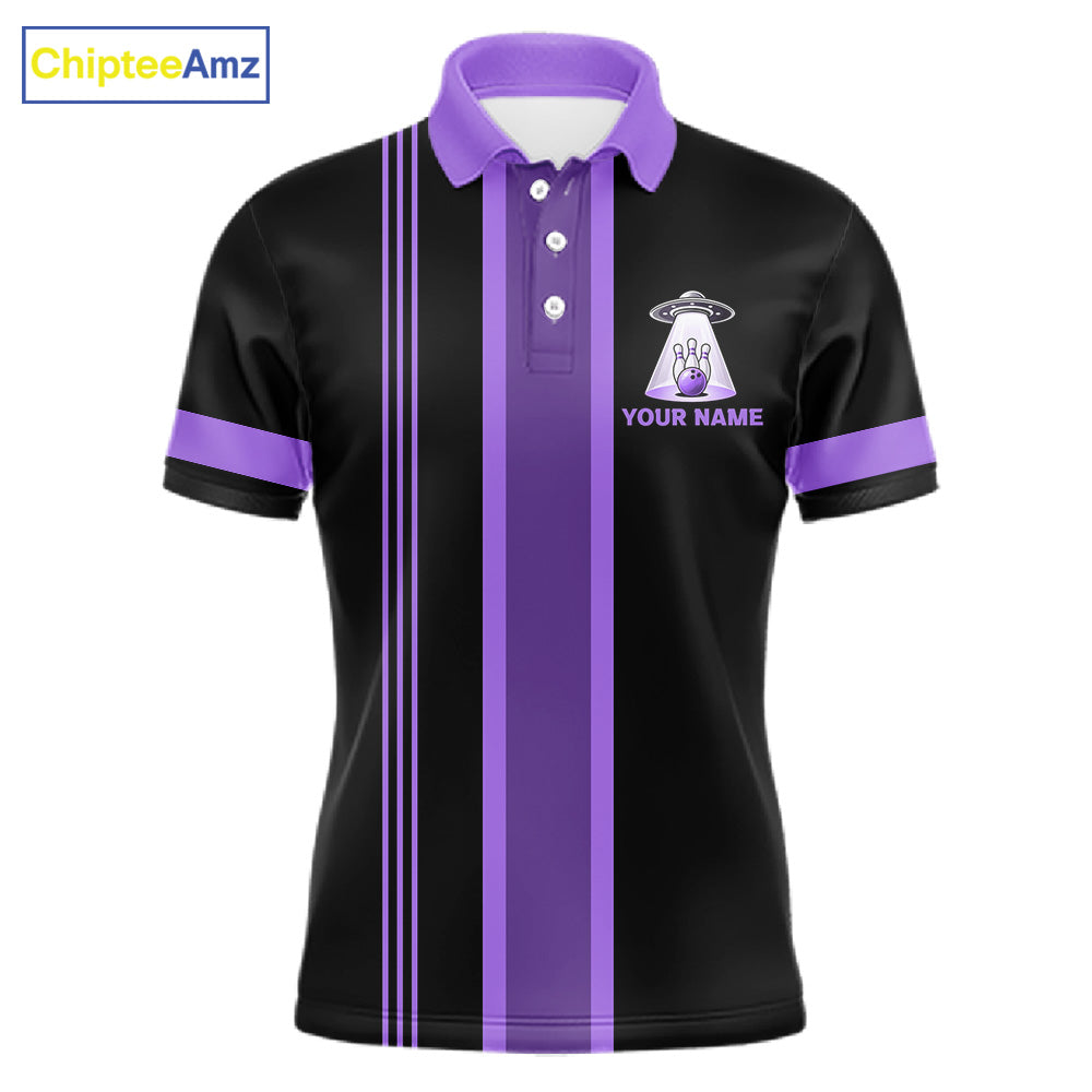 Black And Purple Funny Drunk Alien Bowling Shirts Custom Retro Bowling Team Jersey