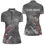 Custom Archery Target Pattern Grey Grunge Quarter-Zip Best Custom Name Archery Jersey