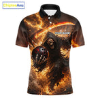 Orange Grim Reaper Fire Smoke Bowling Jersey Custom Bowling Team Shirt Polo & 1/4 Zip