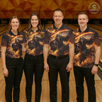 Orange Grim Reaper Fire Smoke Bowling Jersey Custom Bowling Team Shirt Polo & 1/4 Zip