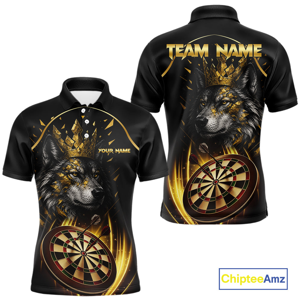 Black And Gold Custom Wolf Darts Shirts Custom Darts League Team Jersey Polo & Quarter Zip