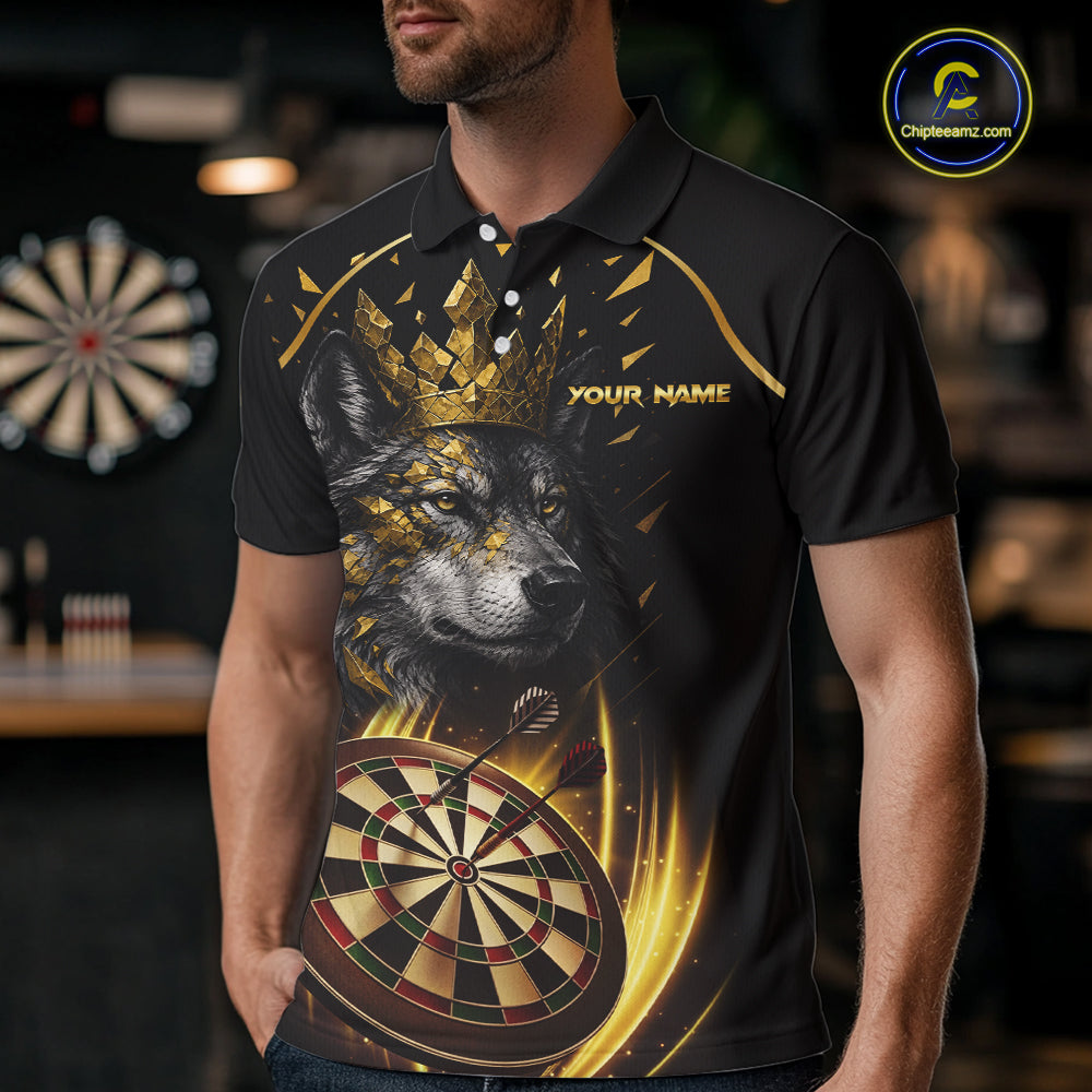 Black And Gold Custom Wolf Darts Shirts Custom Darts League Team Jersey Polo & Quarter Zip