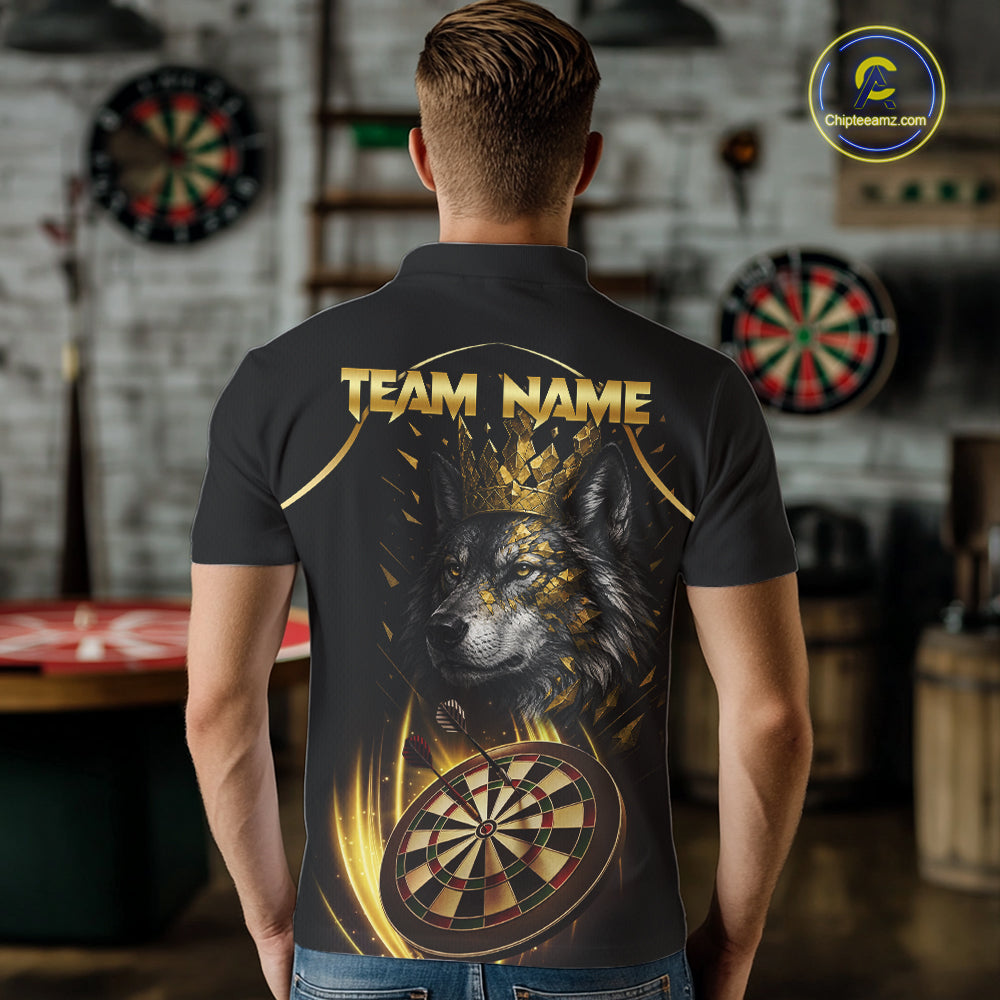 Black And Gold Custom Wolf Darts Shirts Custom Darts League Team Jersey Polo & Quarter Zip