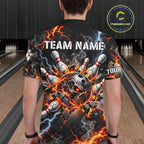 Custom Metal Skull Bowling Jersey Personalized Fire Bowling Shirt, Bowling Team Uniform