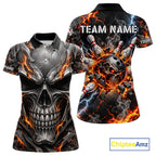 Custom Metal Skull Bowling Jersey Personalized Fire Bowling Shirt, Bowling Team Uniform